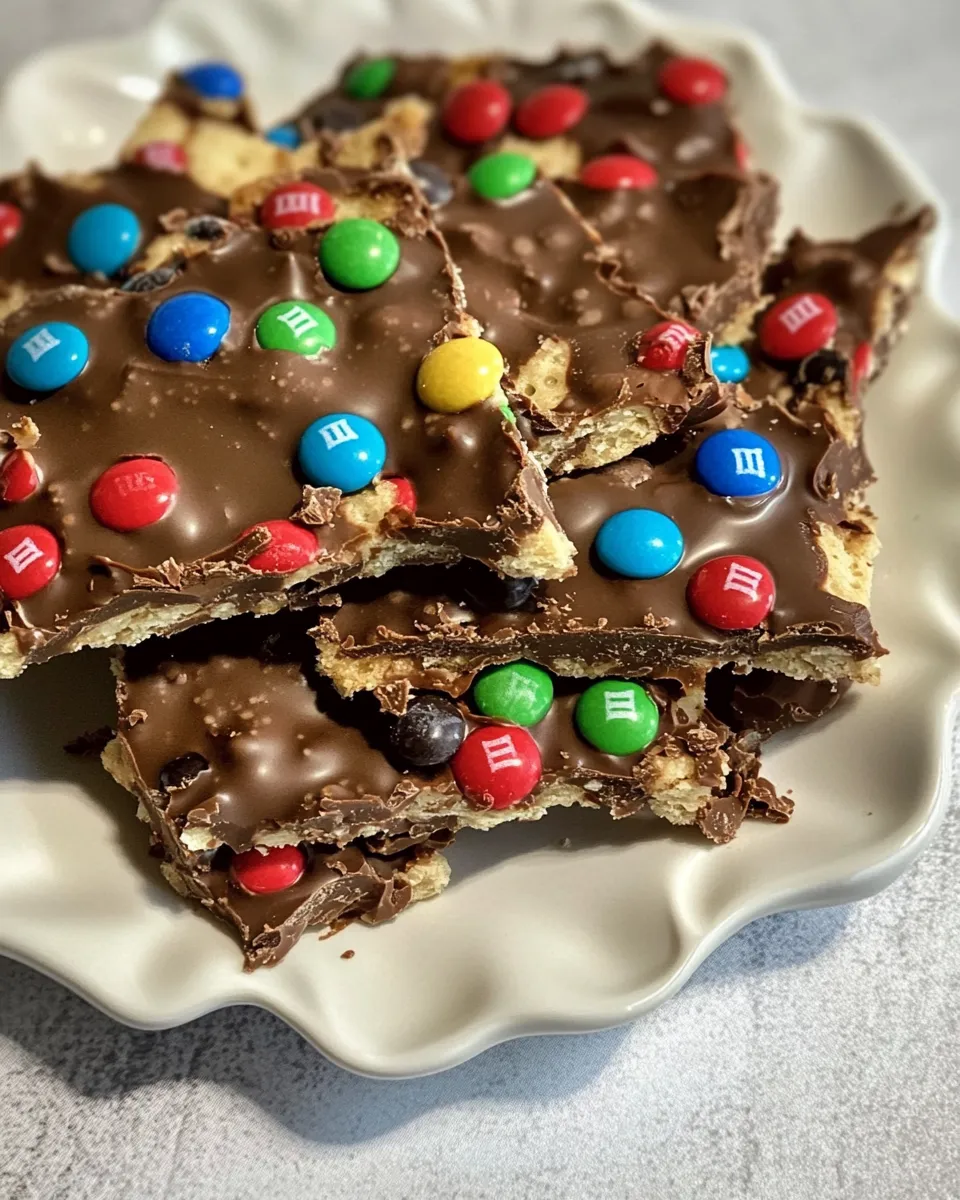 Homemade Chocolate Saltine Toffee with M&Ms photo