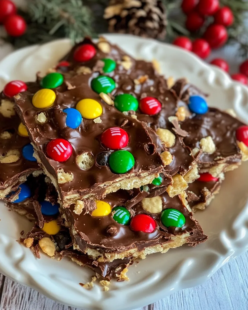 Easy Chocolate Saltine Toffee with M&Ms picture