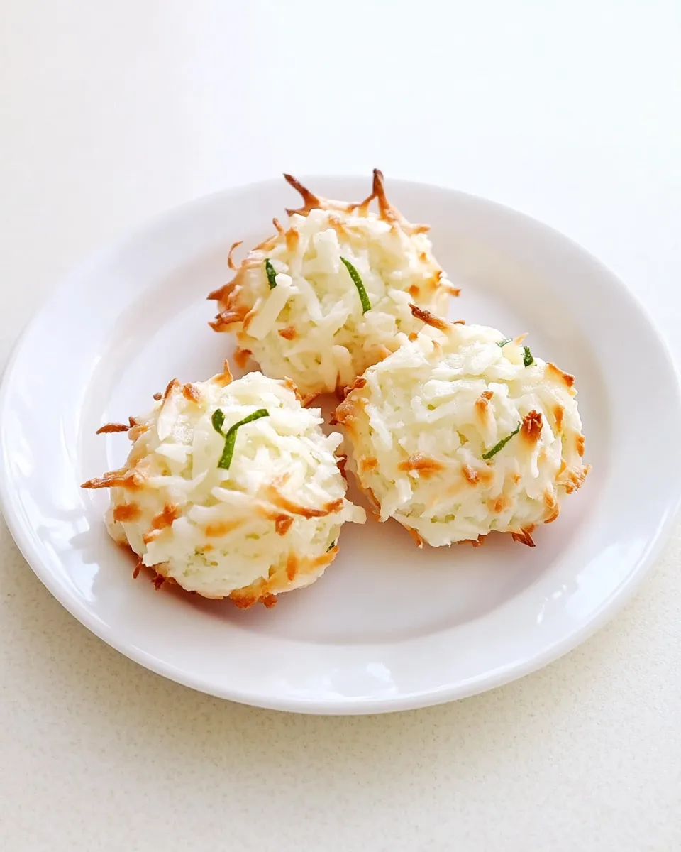 Delicious Coconut Lime Macaroons with White Chocolate shot