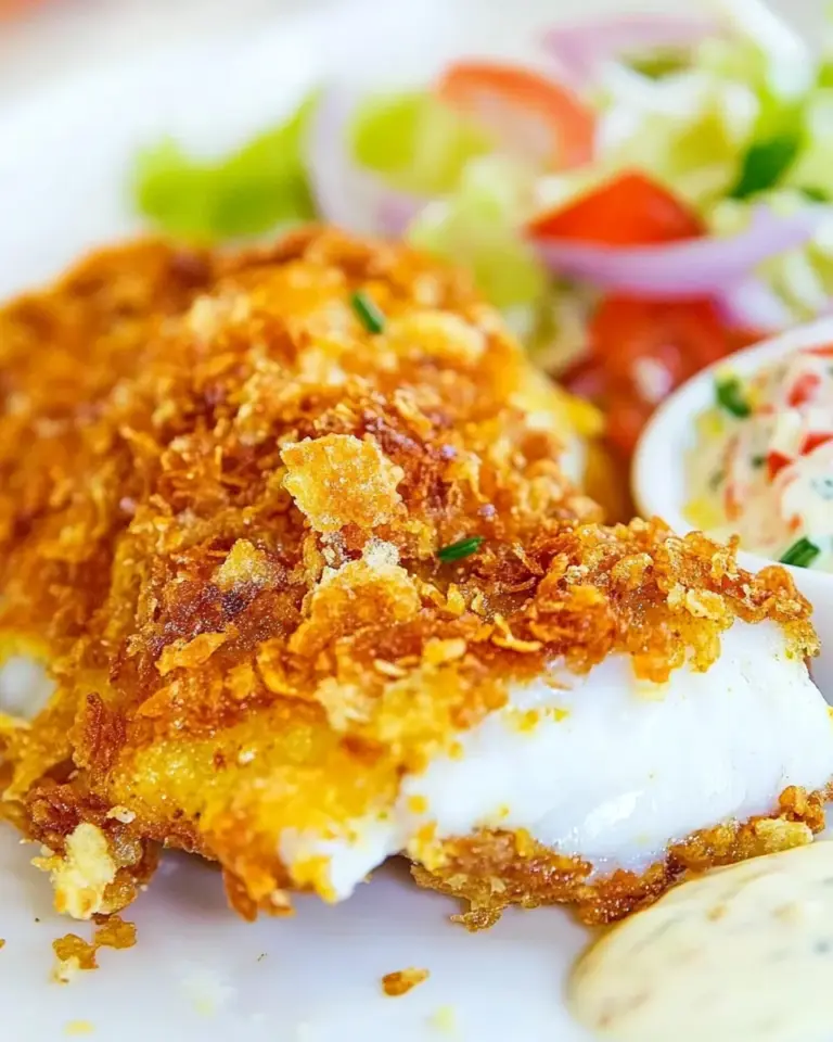 Homemade Cornflake Crusted Fish with Chili Tartar Sauce photo