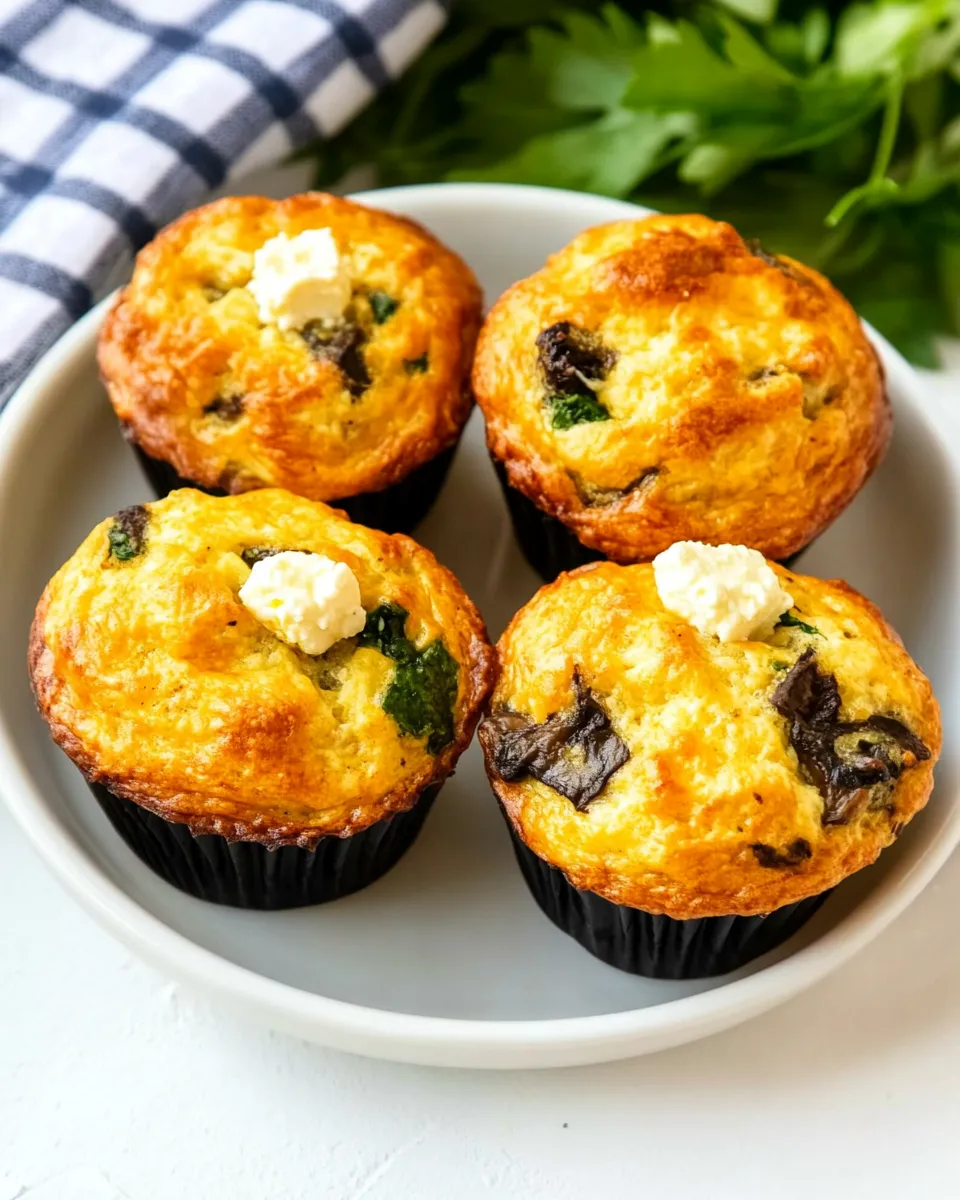 Easy Cottage Cheese Breakfast Muffins with Mushrooms and Feta recipe photo
