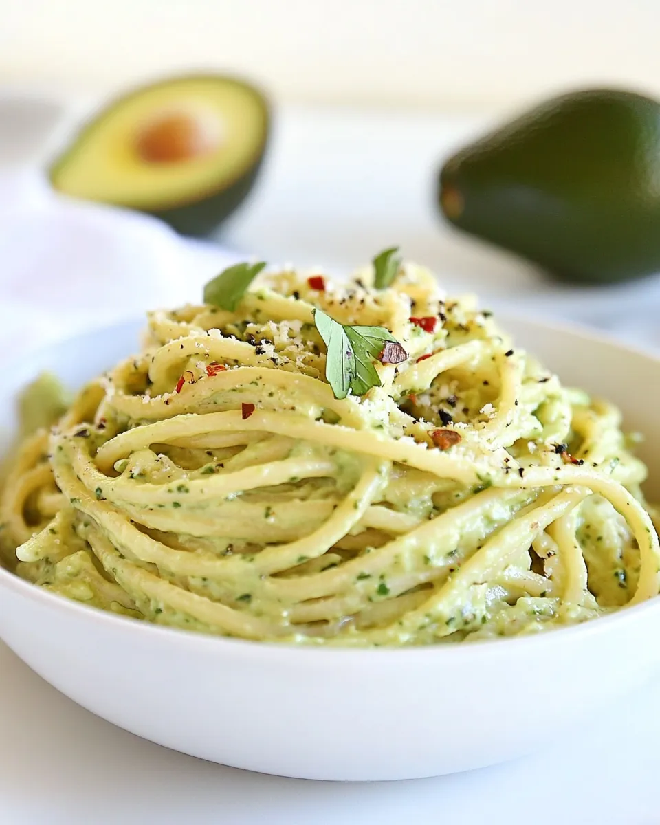 Delicious Creamy Avocado and Gouda Cheese Pasta shot