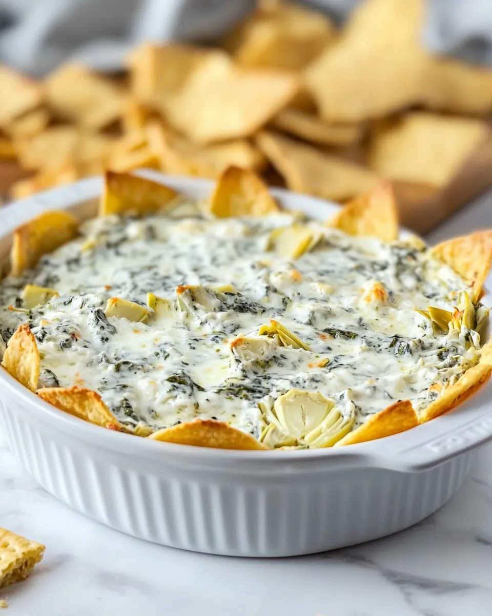 Delicious Creamy Baked Spinach Artichoke Dip shot