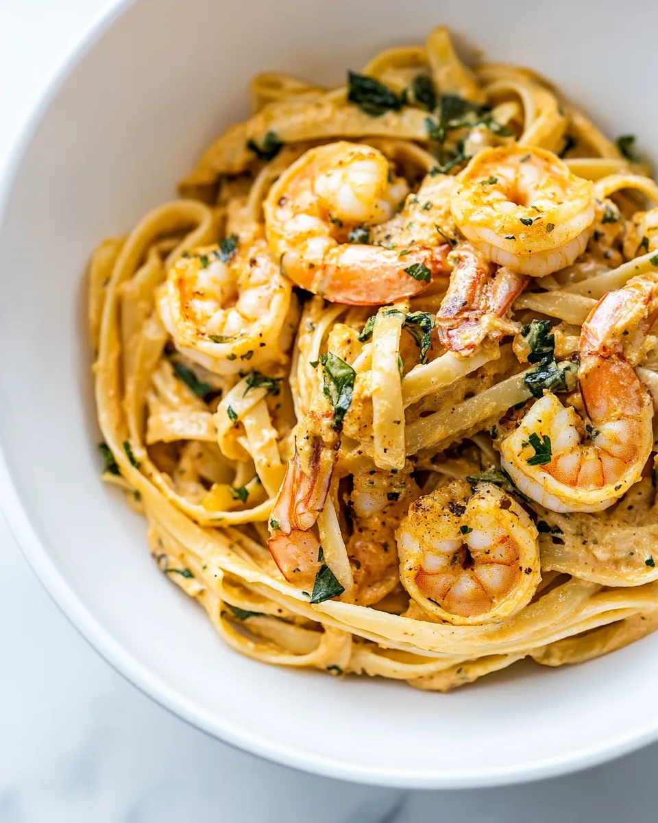 Delicious Creamy Cajun Shrimp Pasta shot