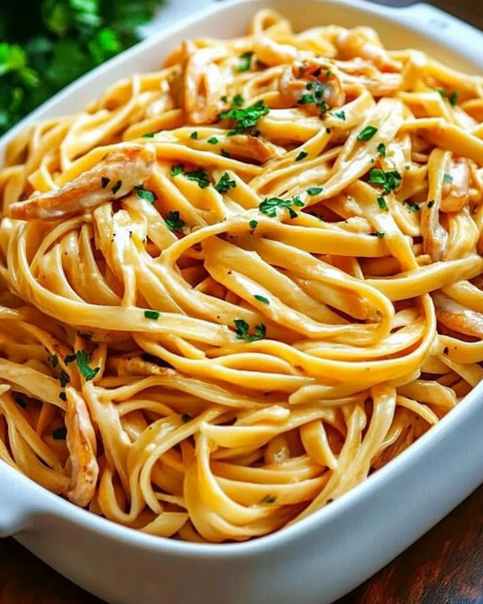 Delicious Creamy Calamari Fettuccine shot