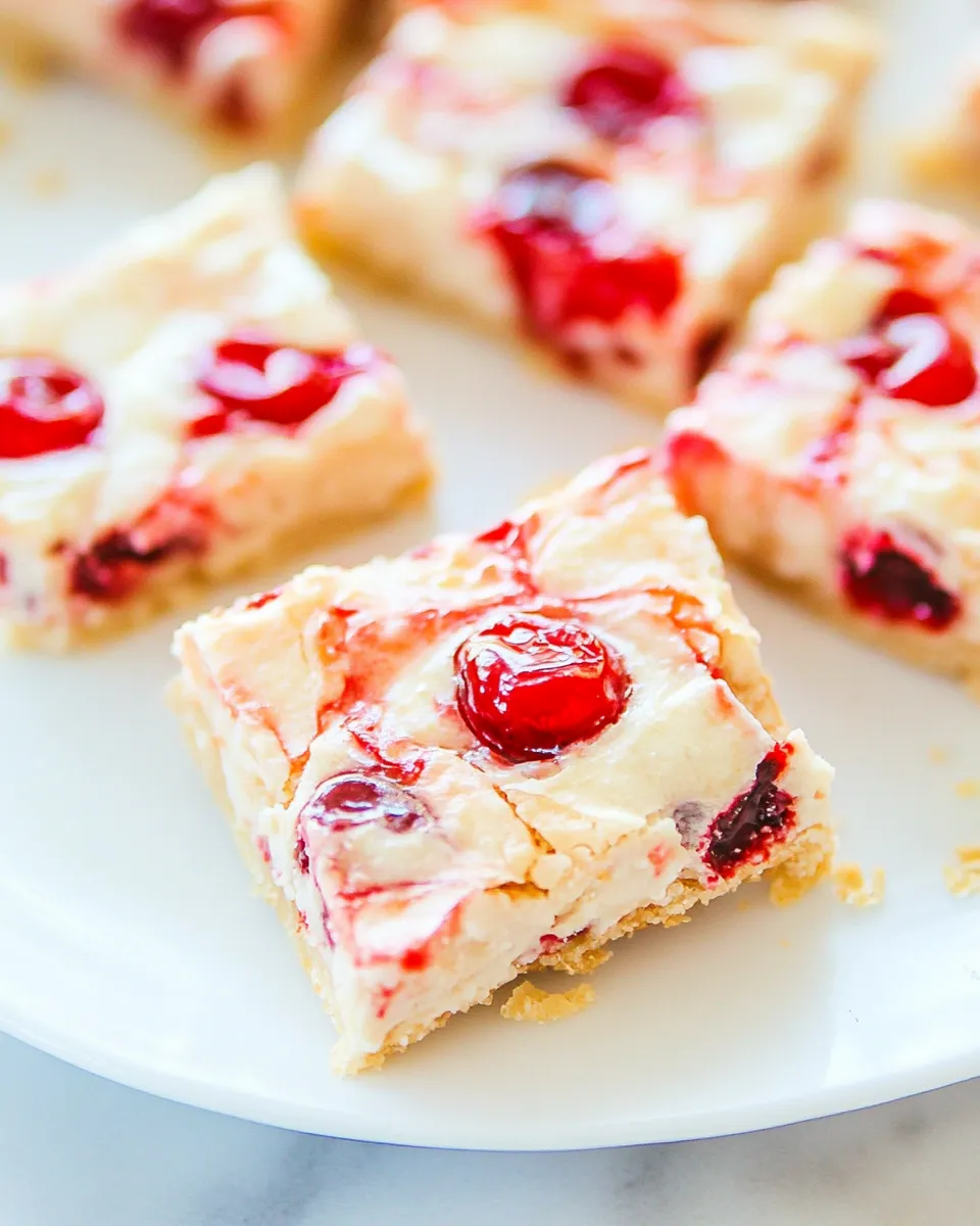 Delicious Creamy Cherry and Lemon Bars shot