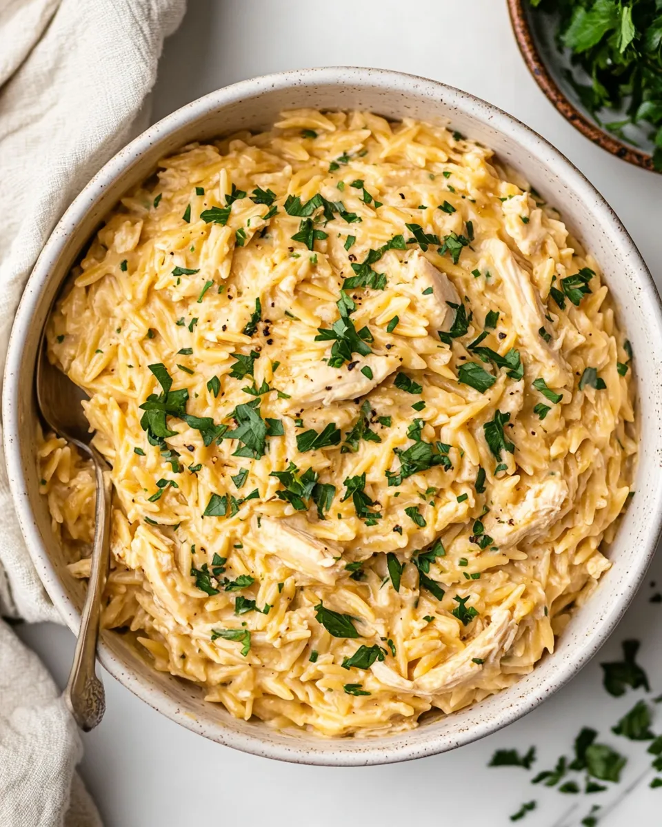Delicious Creamy Chicken Orzo shot