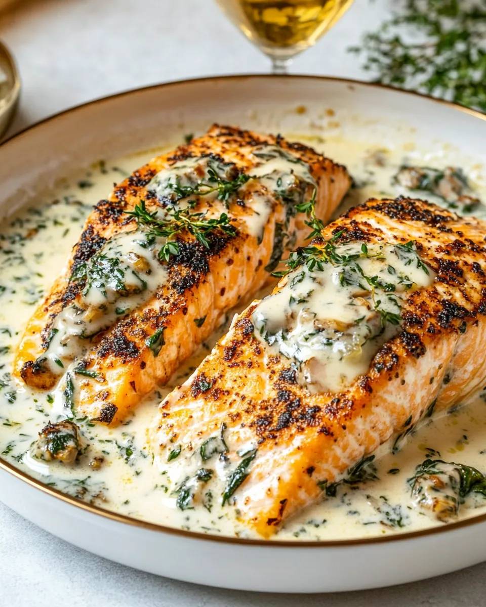 Classic Creamy Garlic Butter Baked Salmon. picture