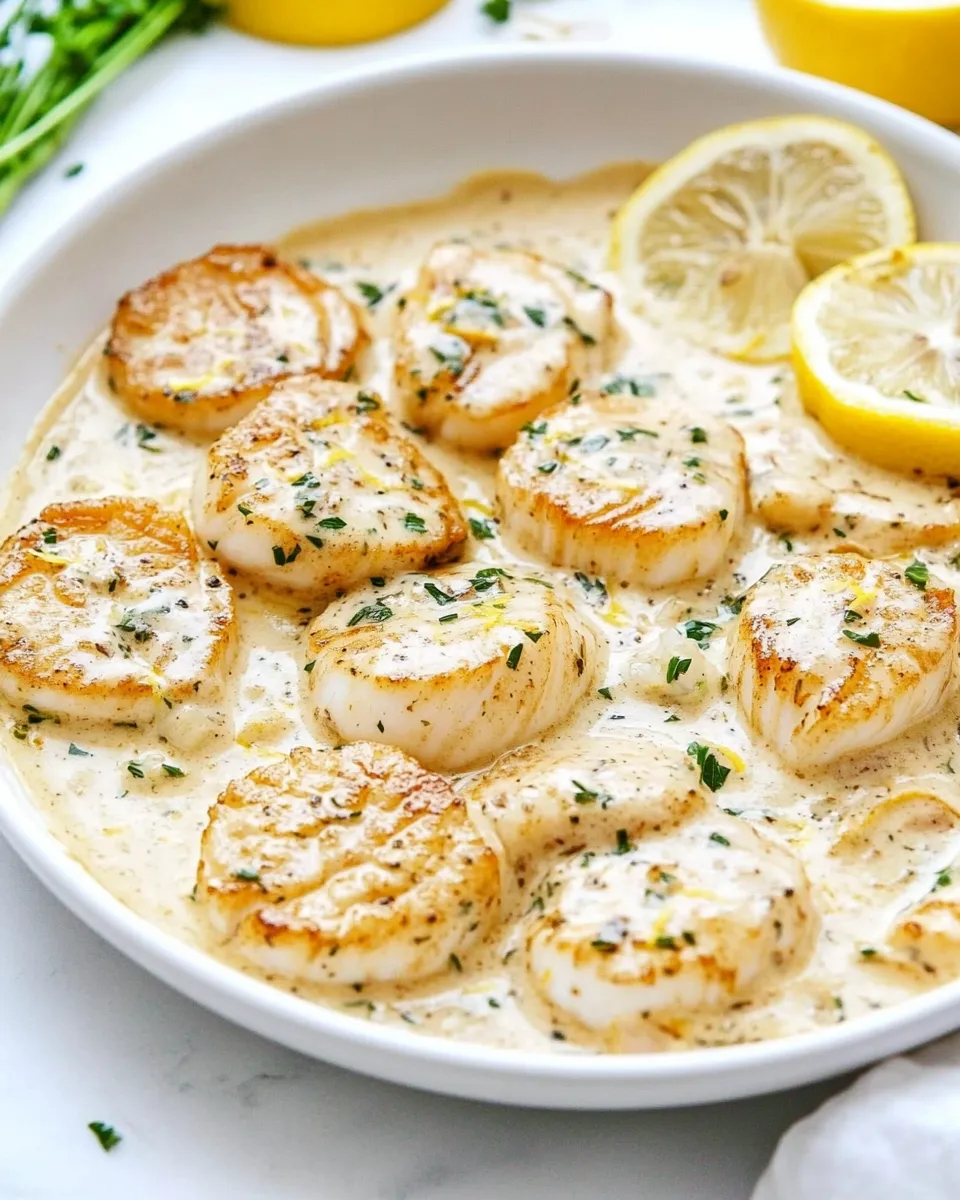 Easy Creamy Lemon Parmesan Scallops Insanely Good! photo