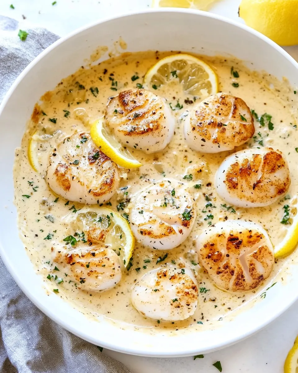 Delicious Creamy Lemon Parmesan Scallops Insanely Good! image