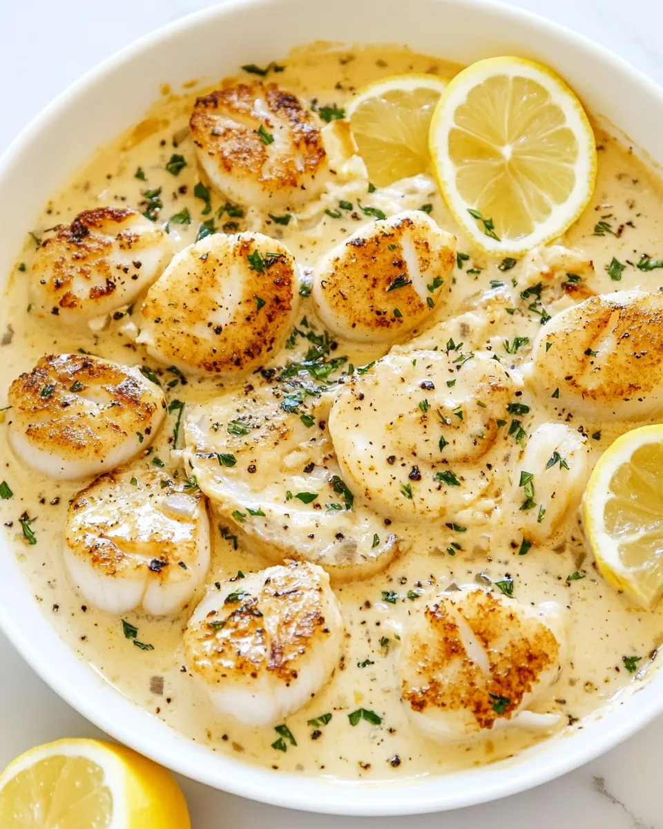 Quick Creamy Lemon Parmesan Scallops Insanely Good! shot