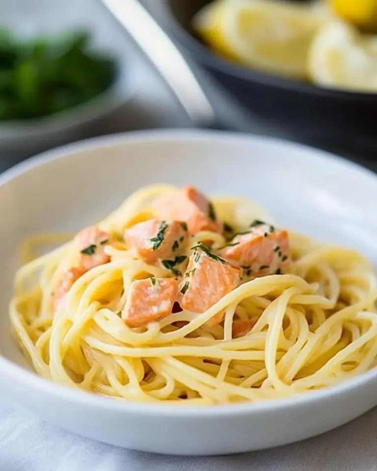 Homemade Creamy Lemon Salmon Pasta photo