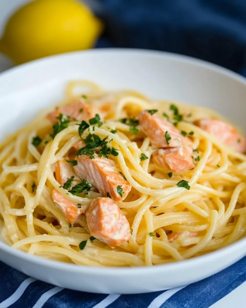 Classic Creamy Lemon Salmon Pasta image