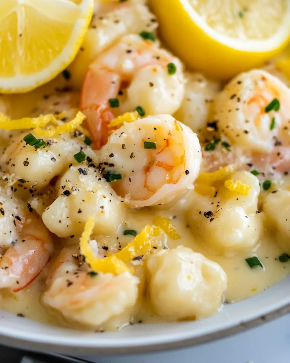 Homemade Creamy Lemon Shrimp Gnocchi photo