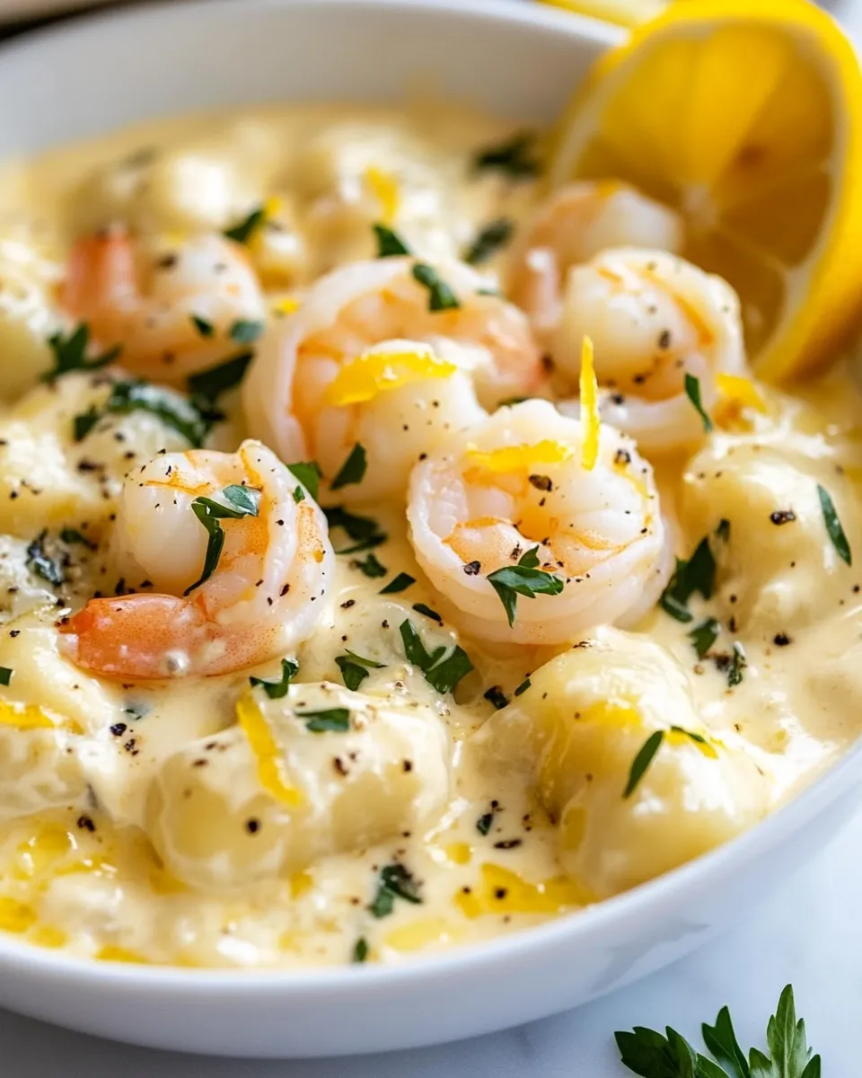 Delicious Creamy Lemon Shrimp Gnocchi shot