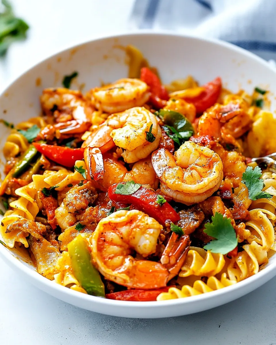 Homemade Creamy Shrimp Fajita Pasta Skillet photo