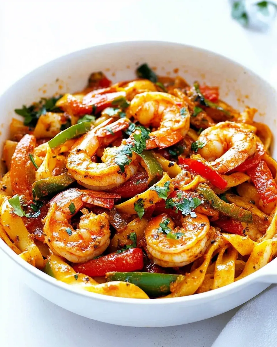 Easy Creamy Shrimp Fajita Pasta Skillet picture