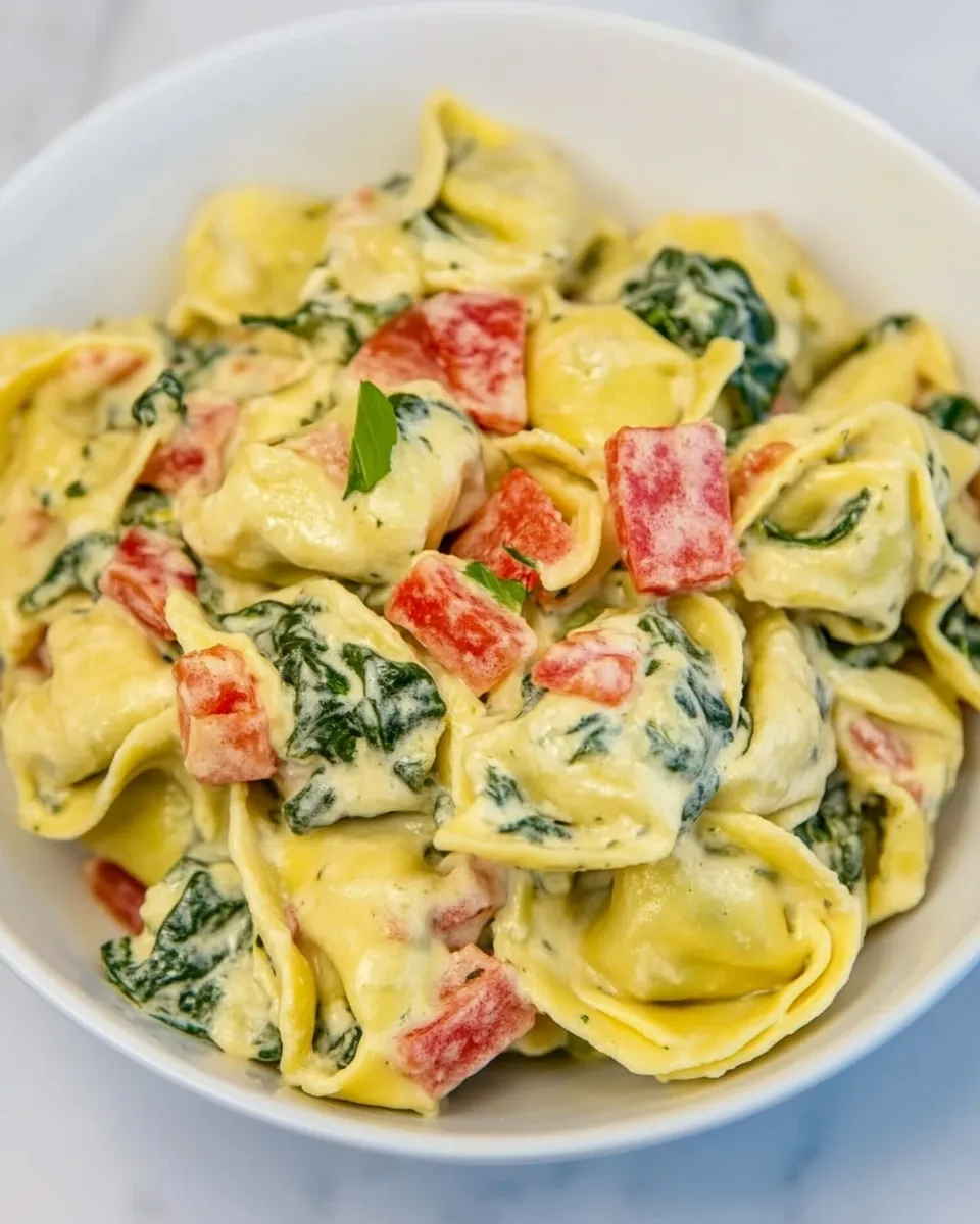 Delicious Creamy Spinach Tortellini shot