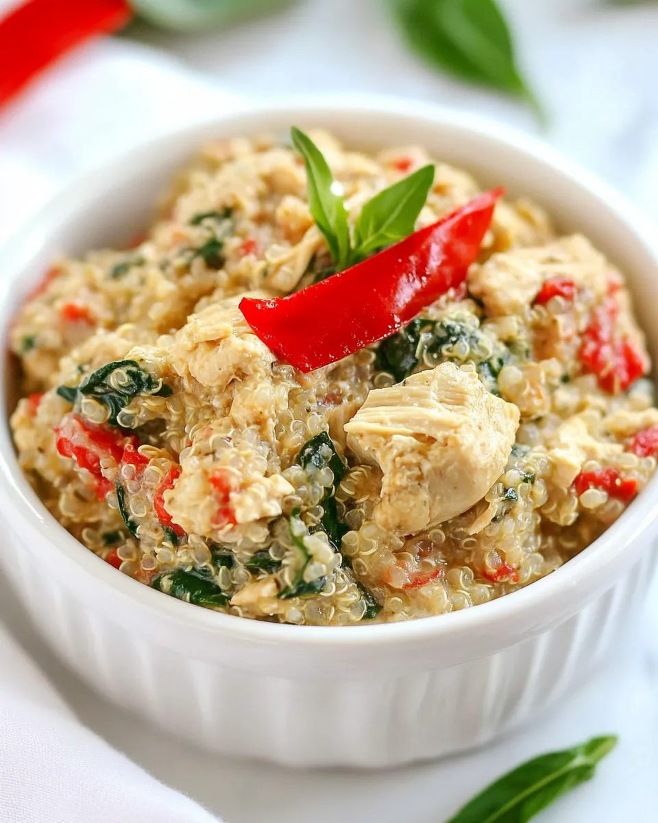 Delicious Creamy Spinach and Artichoke Chicken Quinoa shot