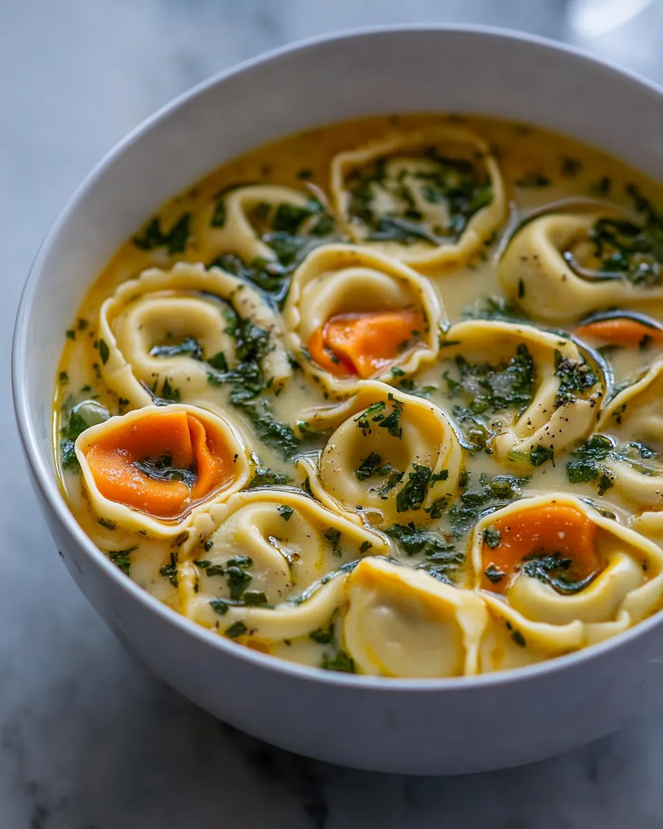 Delicious Creamy Tortellini Soup Recipe shot
