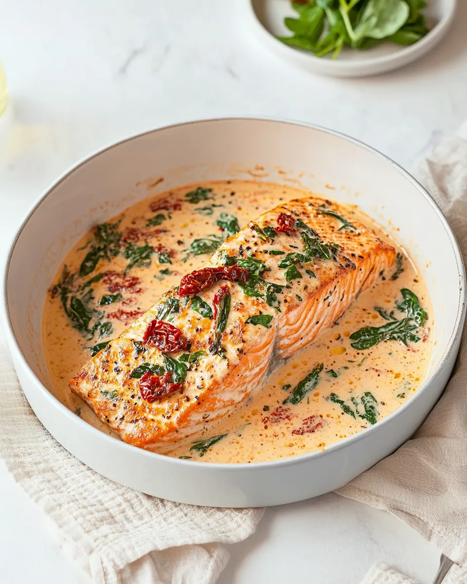Easy Creamy Tuscan salmon with sun-dried tomatoes dish photo