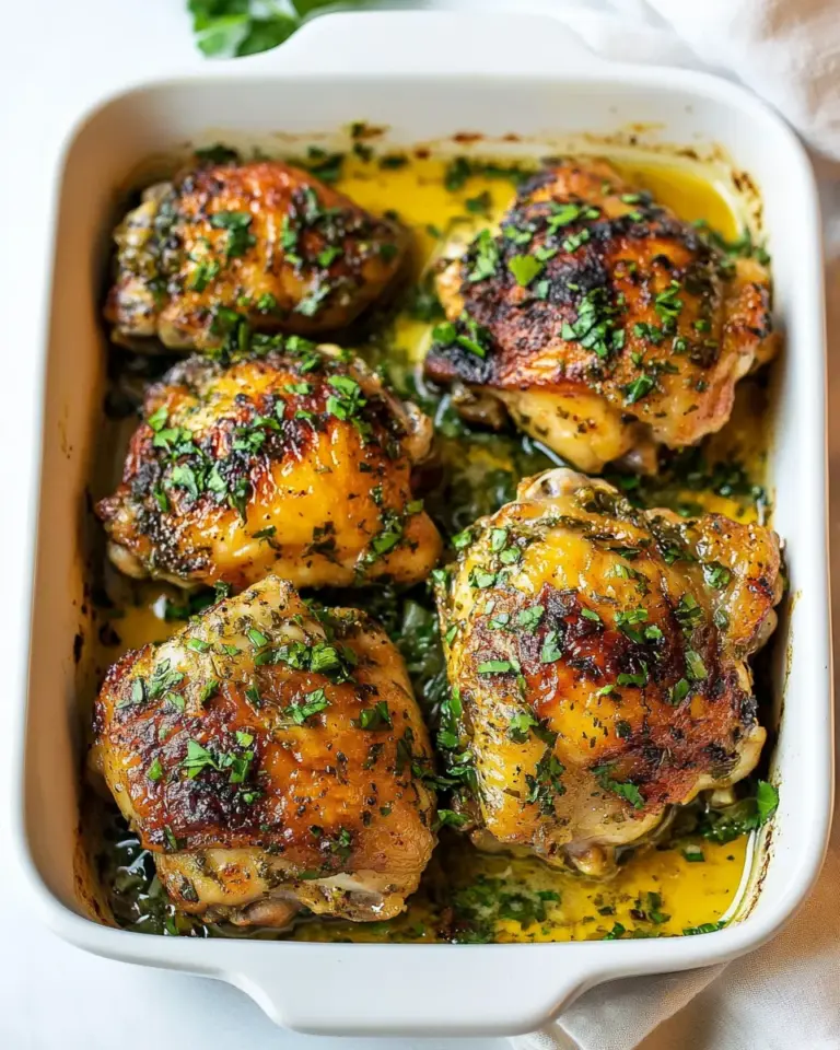 Easy Crispy Garlic Butter Baked Chicken Thighs photo