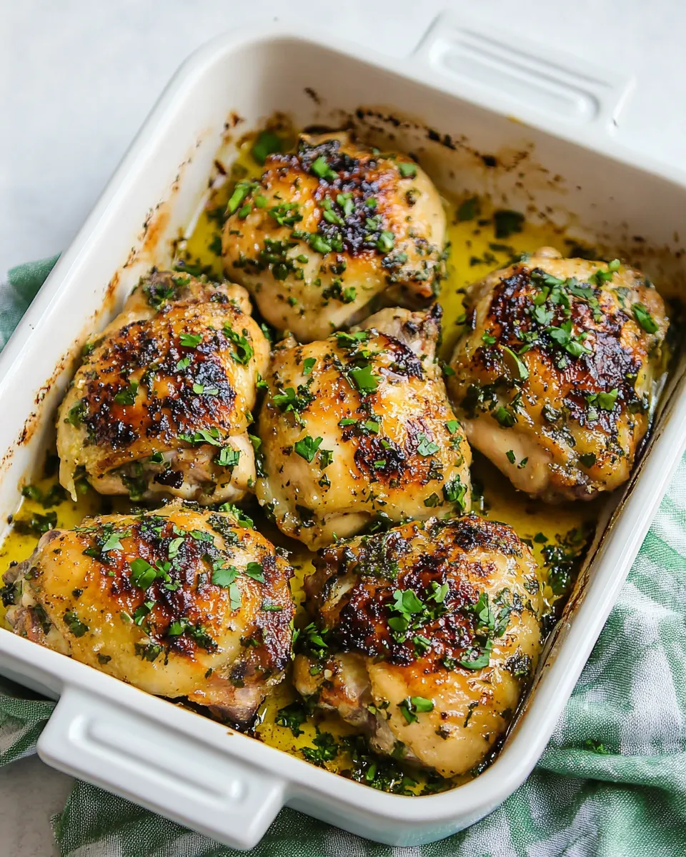 Homemade Crispy Garlic Butter Baked Chicken Thighs recipe photo