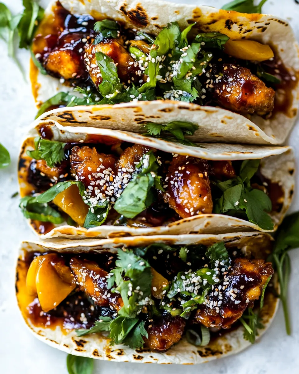 Tasty Crispy Sesame Ginger Chicken Tacos. picture