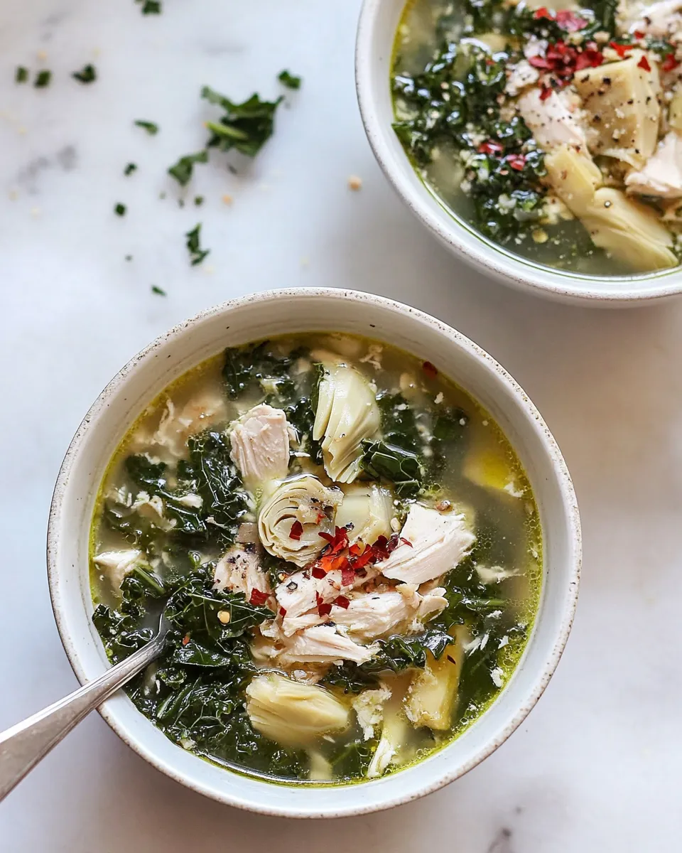 Classic Crock Pot Chicken, Artichoke, and Kale Soup image