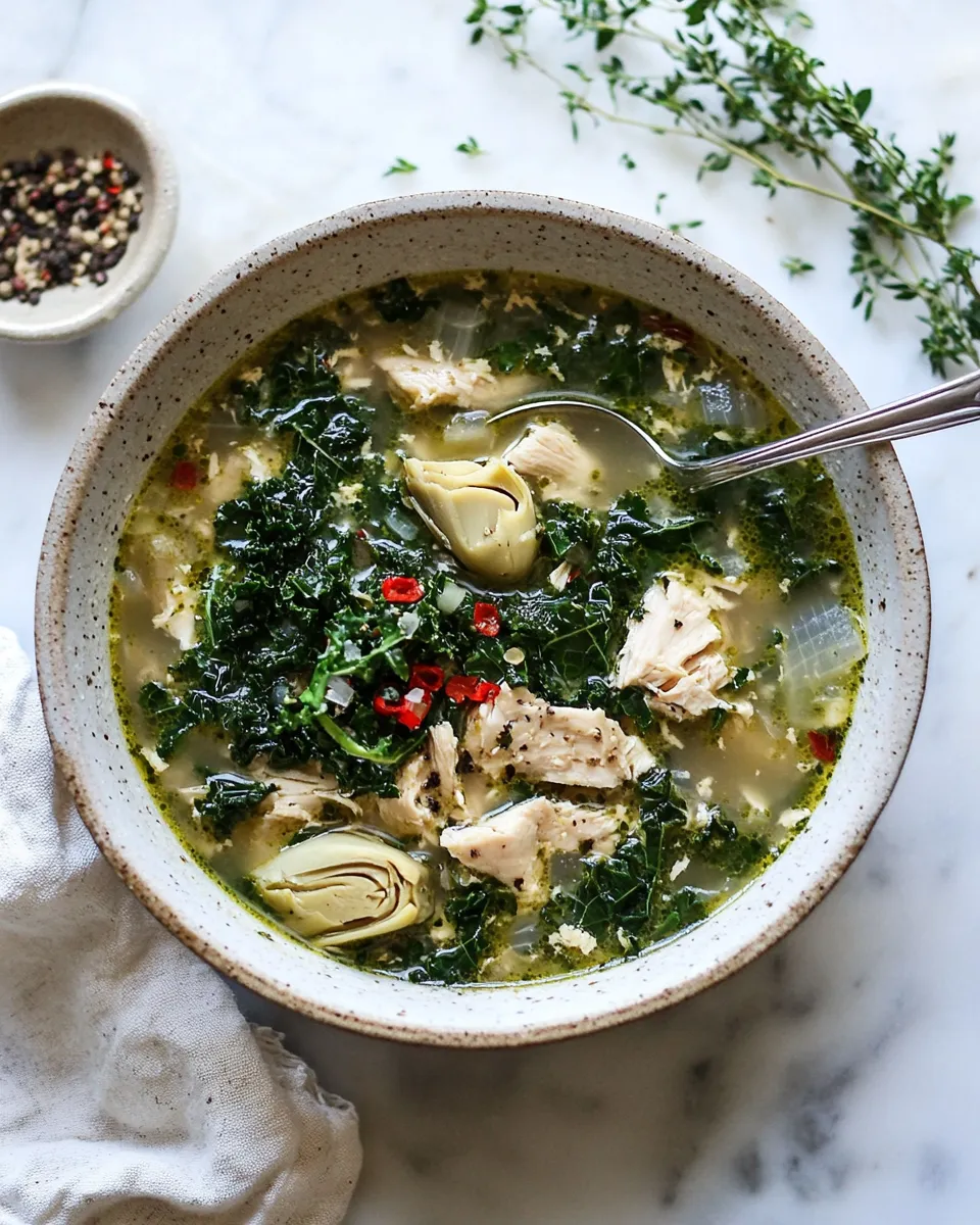 Easy Crock Pot Chicken, Artichoke, and Kale Soup recipe photo