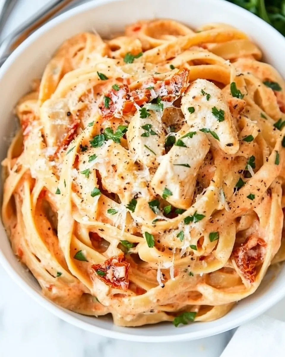 Homemade Crockpot Sun-Dried Tomato Chicken Alfredo photo