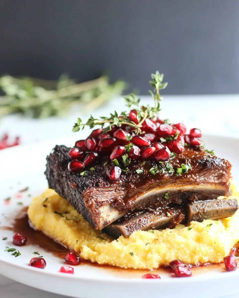 Best Crockpot Sweet and Sour Pomegranate Short Ribs with Creamy Polenta picture