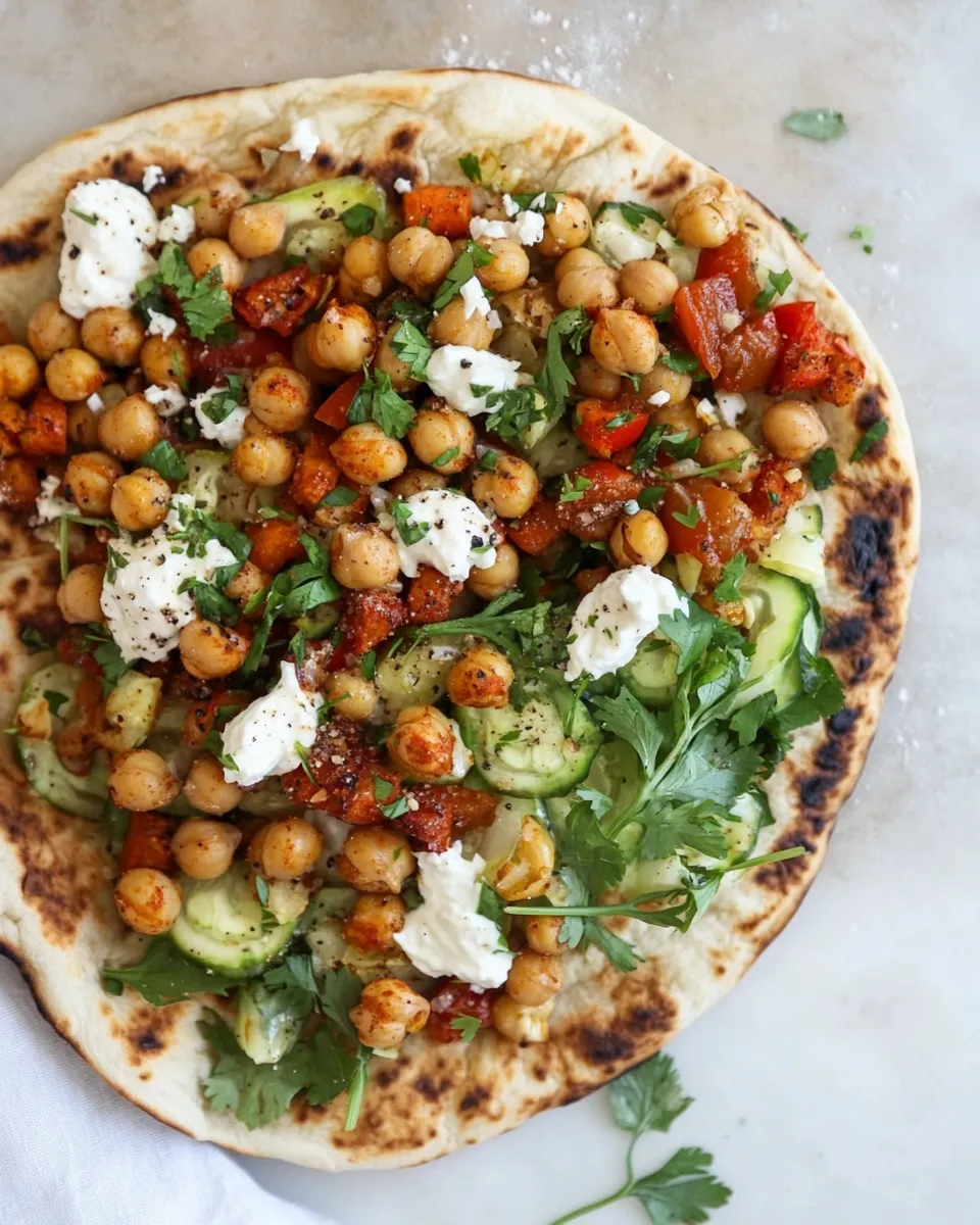 Delicious Crunchy Roasted Chickpea Pitas. shot