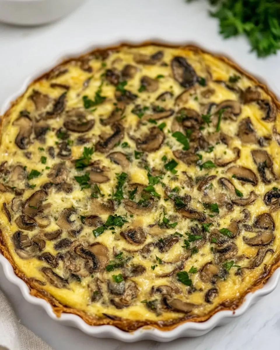 Delicious Crustless Mushroom Quiche shot