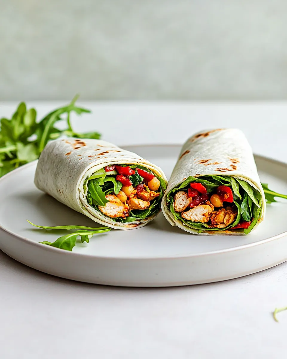 Healthy Curried Chicken, Chickpea & Arugula Wraps photo