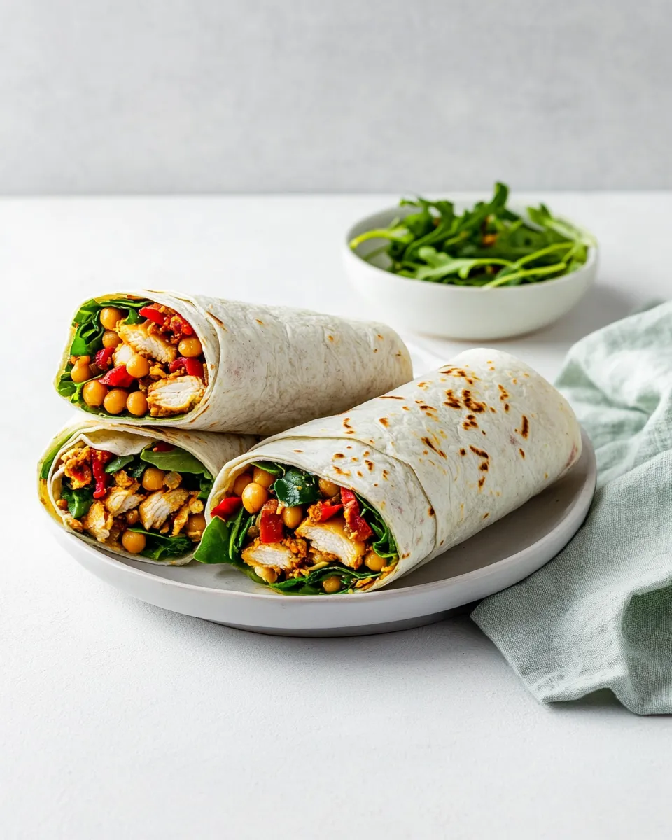 Quick Curried Chicken, Chickpea & Arugula Wraps picture