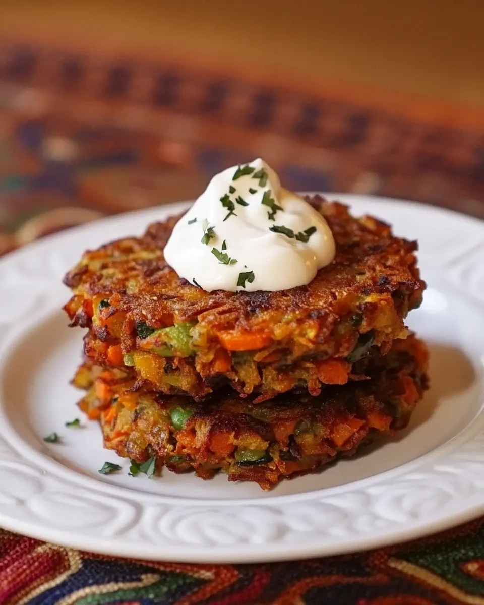 Delicious Curry Vegetable Latkes shot