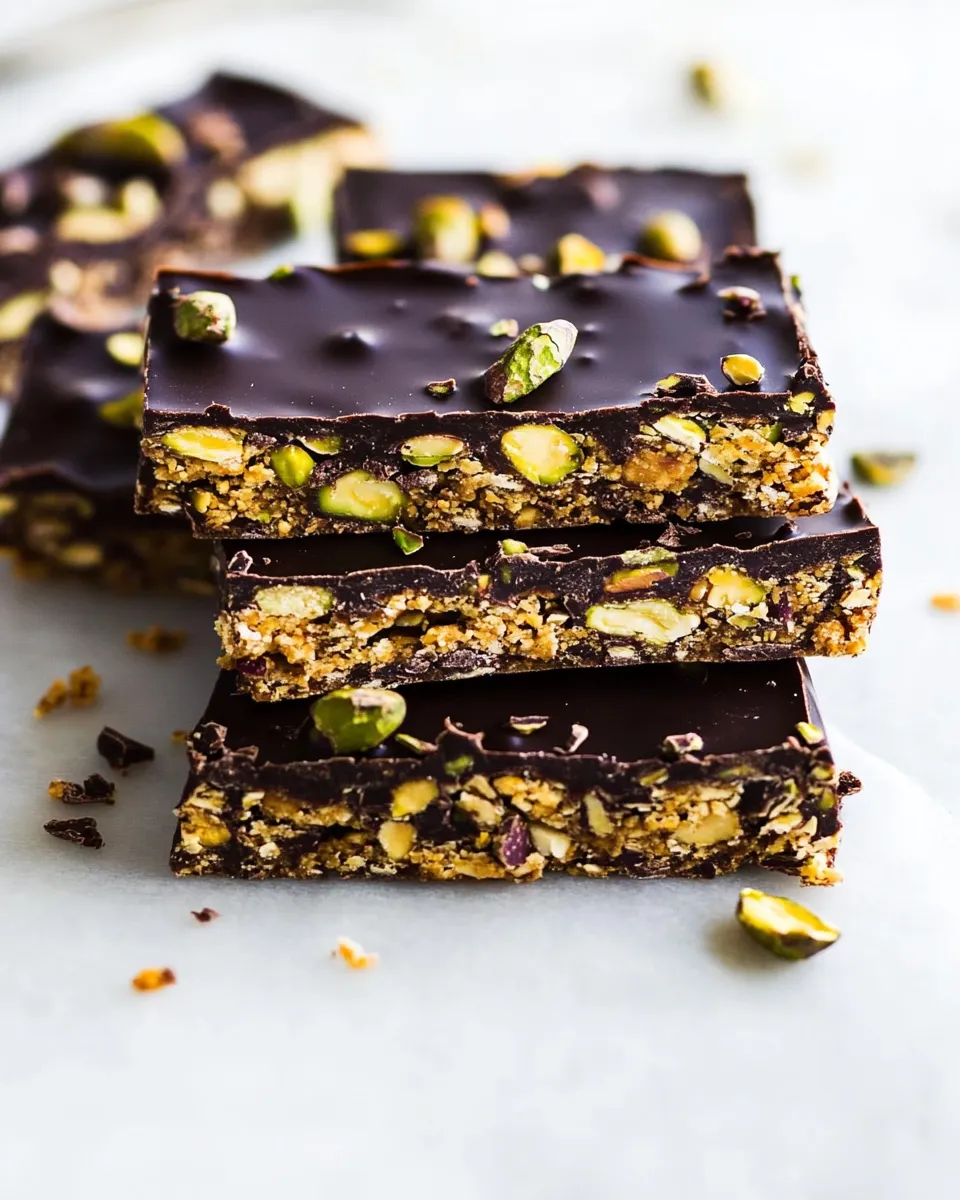 Delicious Dark Chocolate Pistachio Bars shot