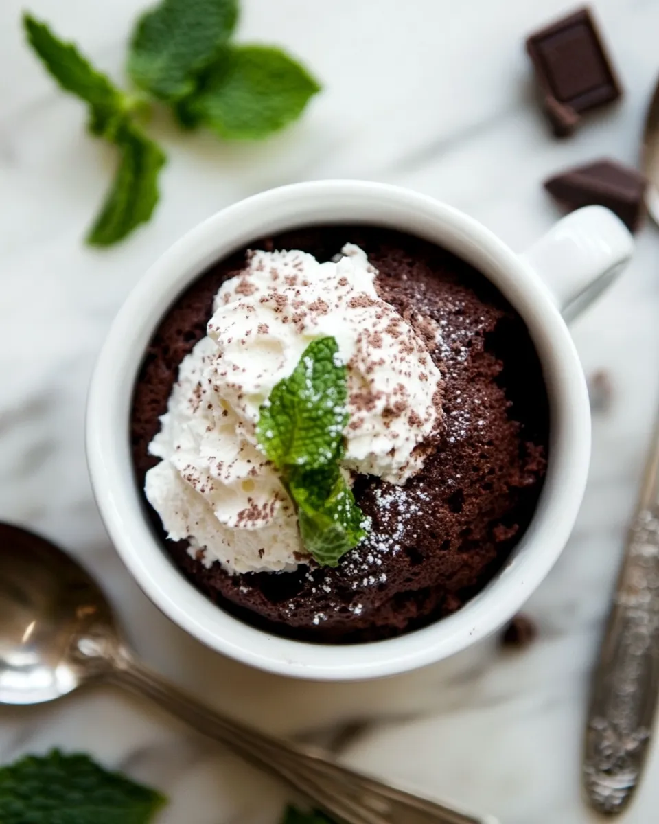 Delicious Double Chocolate Mint Mug Cake shot