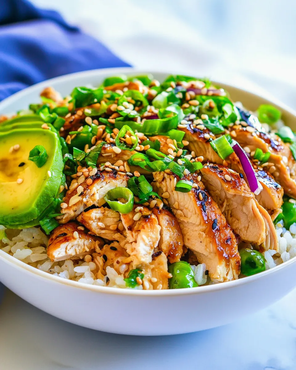 Quick Easy Asian Chicken Rice Bowl shot