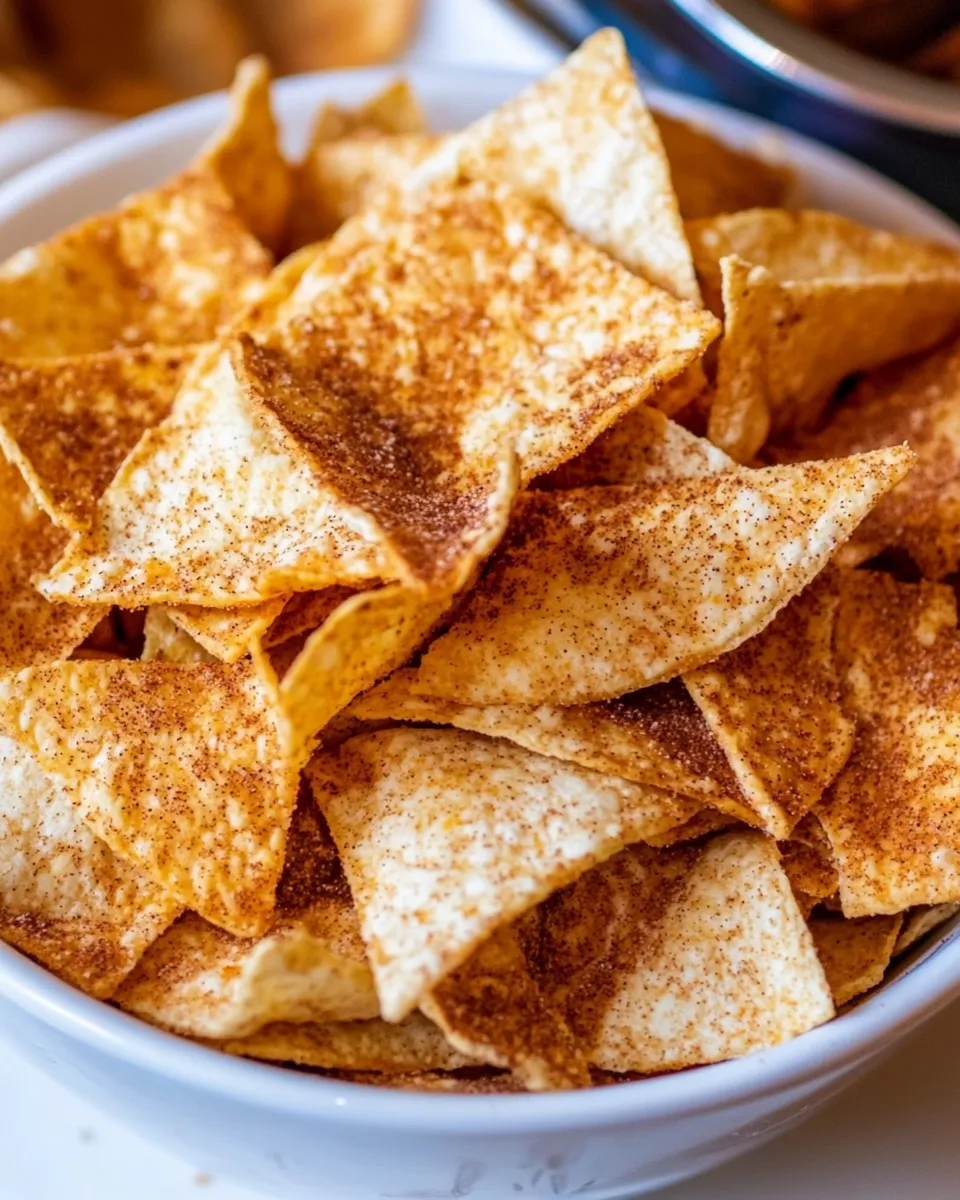 Quick Easy Baked Cinnamon Tortilla Chips Recipe shot