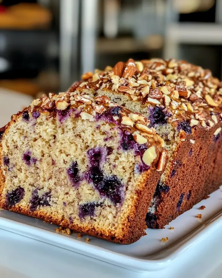 Homemade Easy Blueberry Banana Bread With Toasted Nuts photo