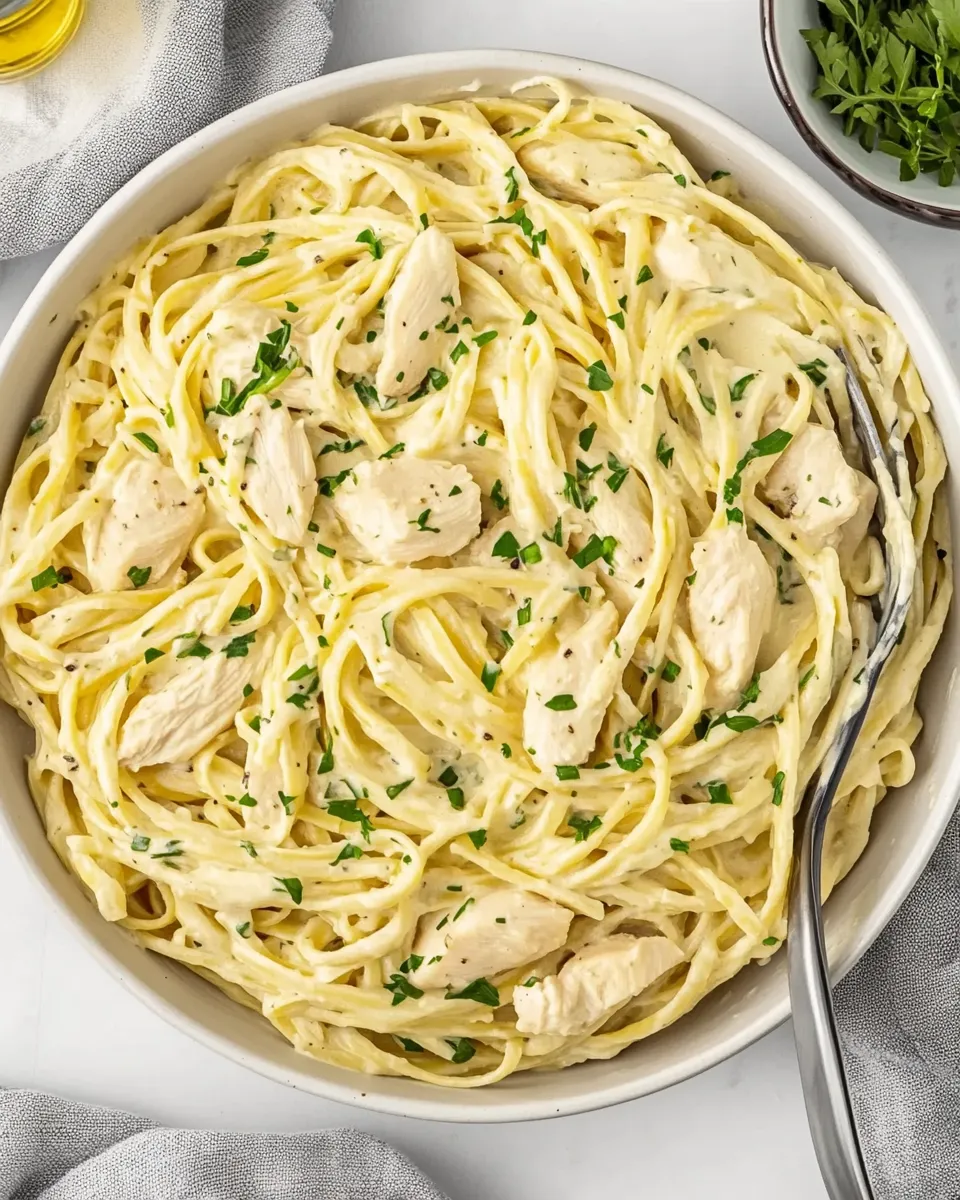 Quick Easy Chicken Alfredo Recipe shot