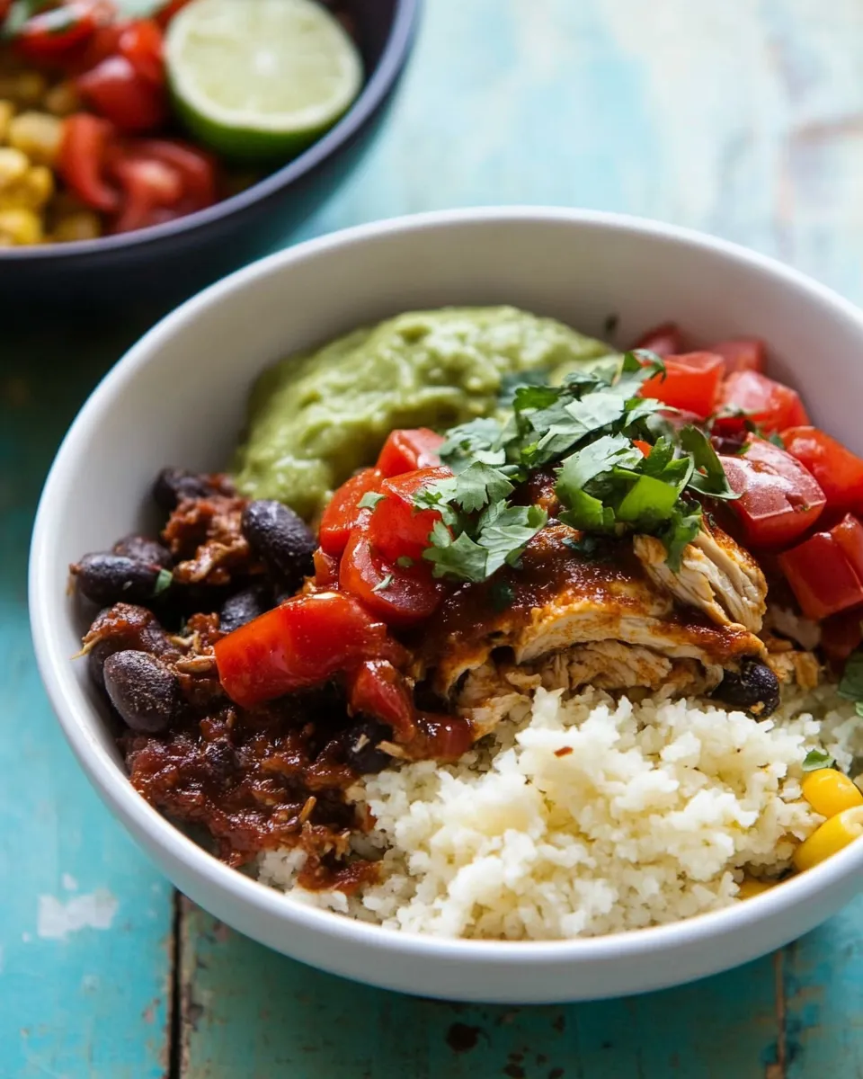 Quick Easy Chicken Tamale Burrito Bowls shot