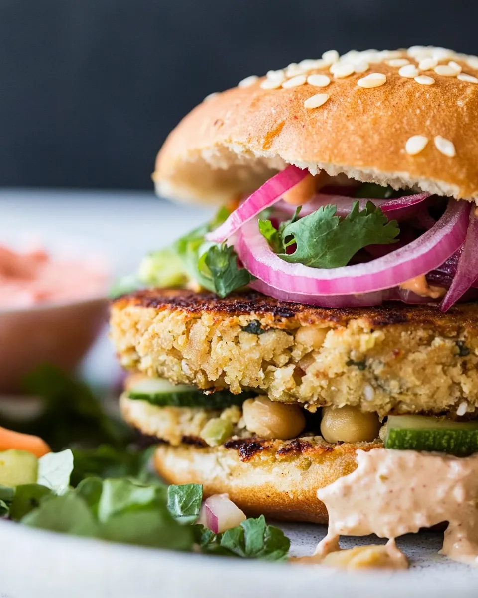 Classic Easy Chickpea Veggie Burger Recipe (No Food Processor) image