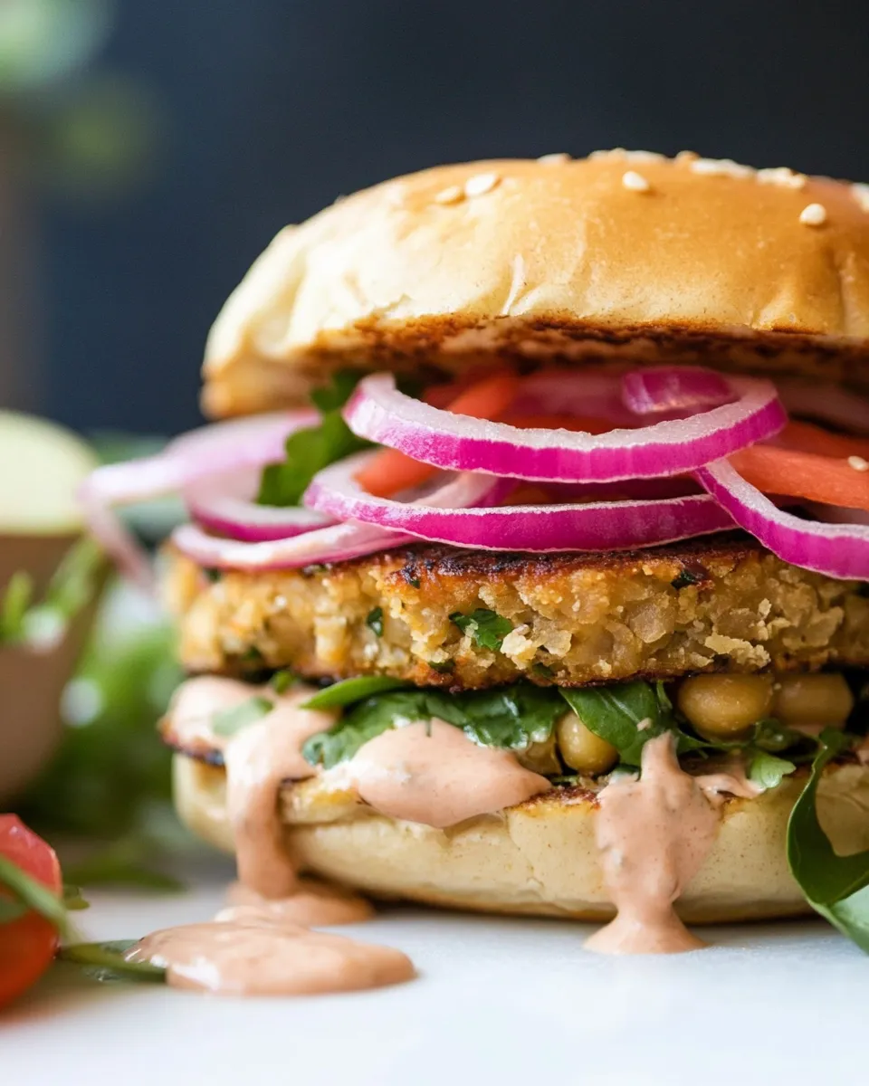 Quick Easy Chickpea Veggie Burger Recipe (No Food Processor) shot