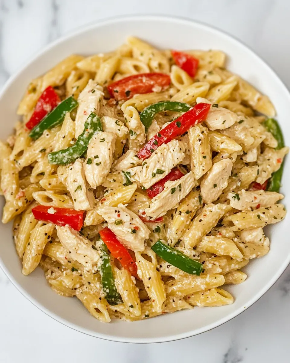 Homemade Easy Creamy Chicken Pasta With Bell Peppers photo