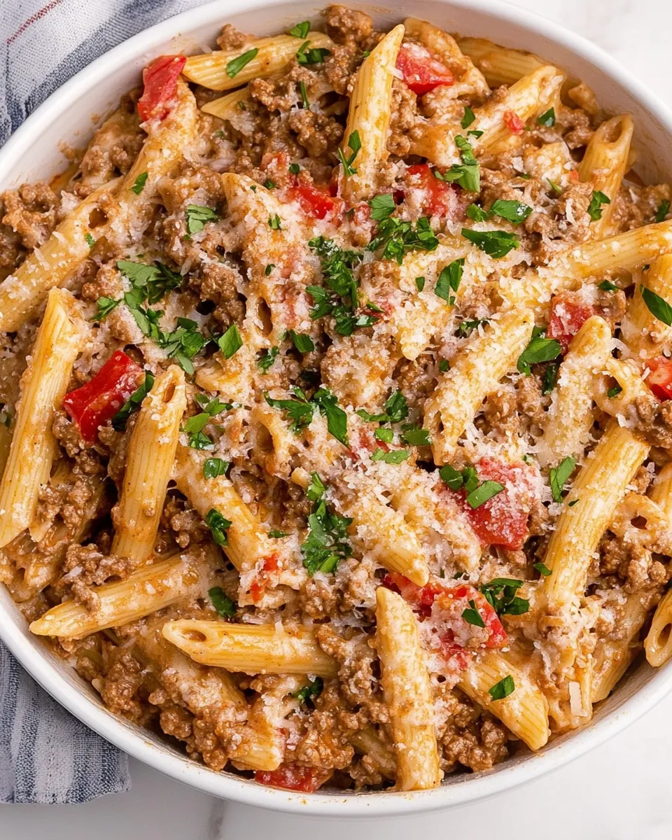 Homemade Easy Creamy Ground Beef Pasta recipe photo