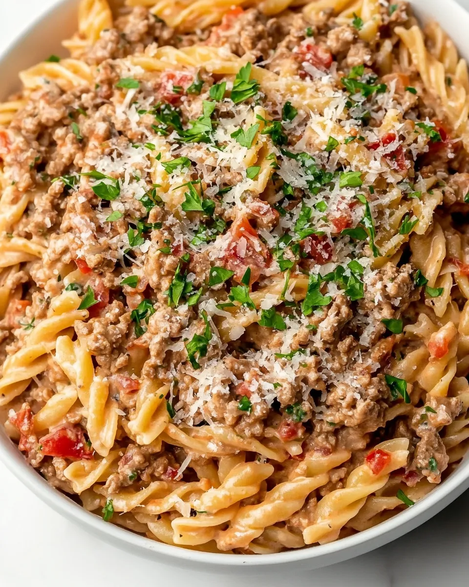 Classic Easy Creamy Ground Beef Pasta dish photo