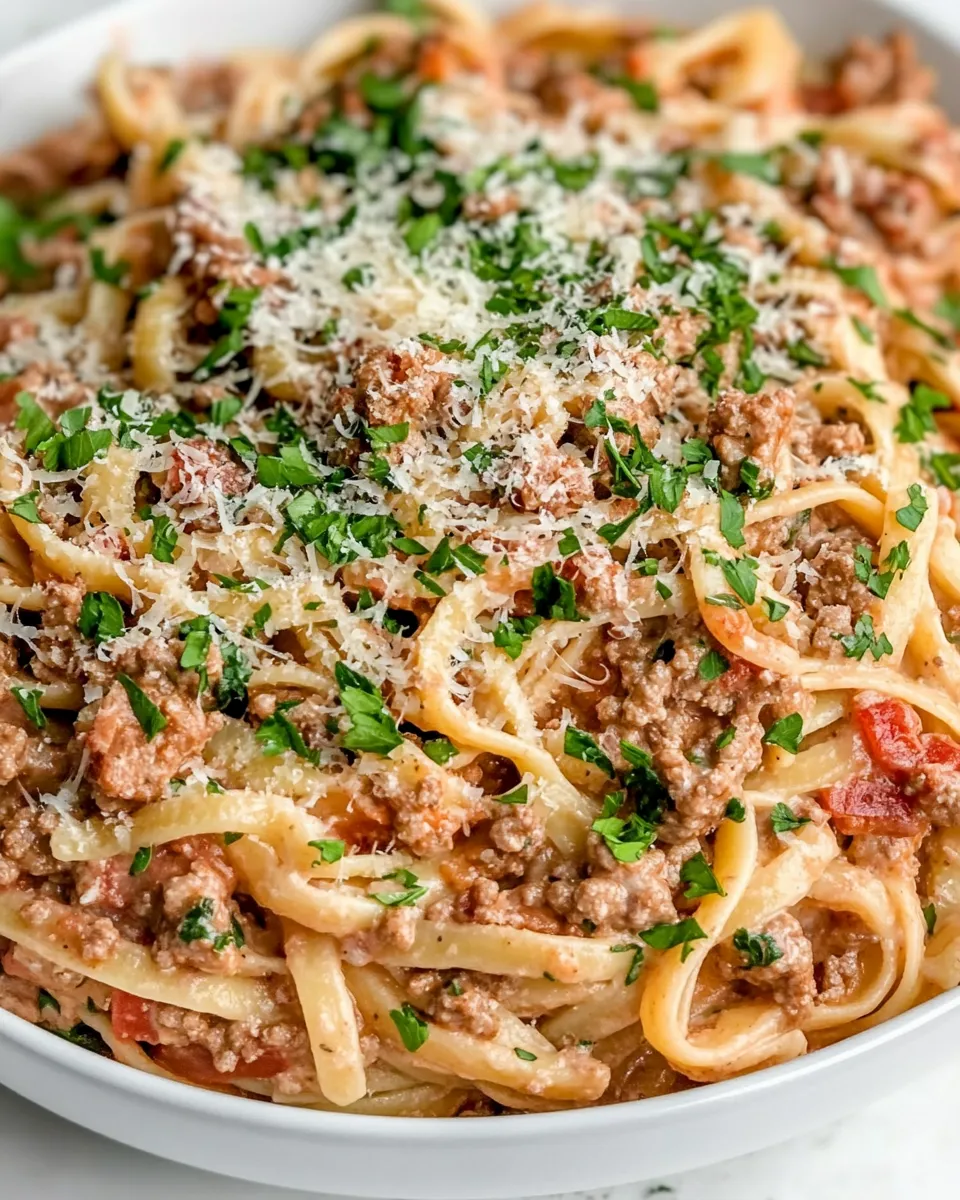 Delicious Easy Creamy Ground Beef Pasta image